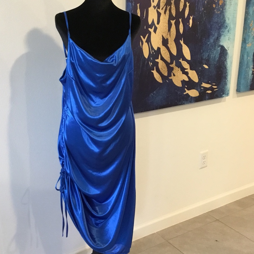 Elegant Blue Satin Dress
